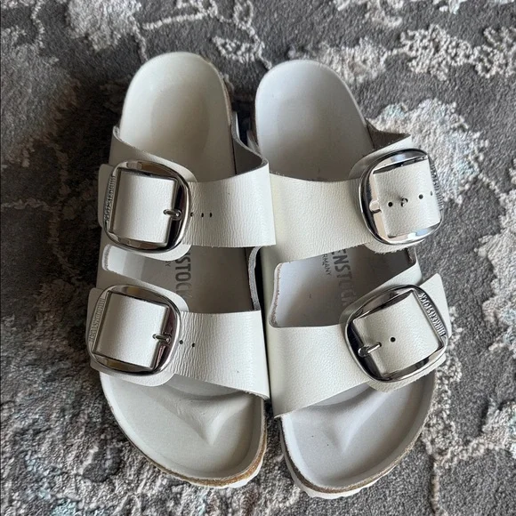 Birkenstock Arizona Big Buckle Leather White Sandal 10-101/2 (EU 41) NWOT - Picture 7 of 10